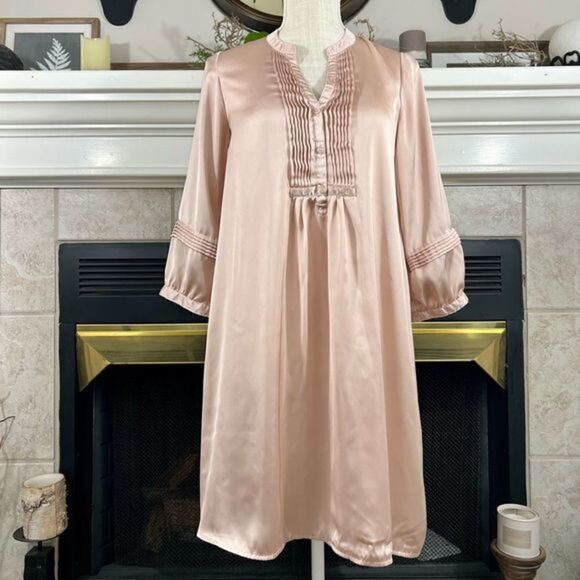 H&m Light Satin Blush Prairie Style Dress - Picture 13 of 14